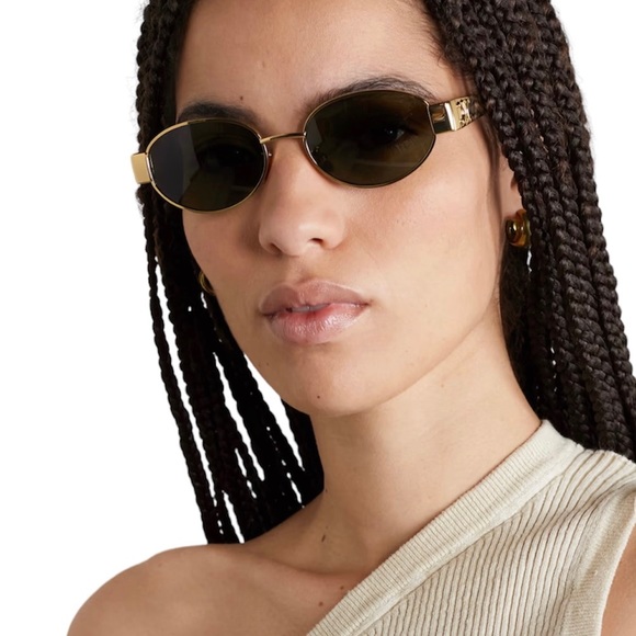 Celine Triomphe Oval Sunglasses Gold Tone - Picture 10 of 11